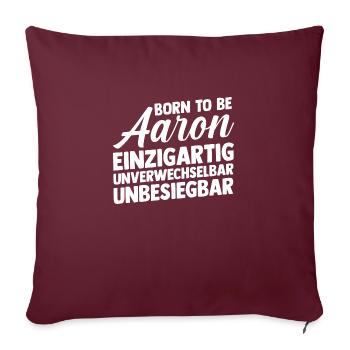 Prénom Aaron - Housse de coussin décorative 45 x 45 cm - bordeaux - Devant