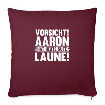 Prénom Aaron - Housse de coussin décorative 45 x 45 cm - bordeaux - Devant