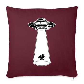 Alien UFO officiel chat haut - Housse de coussin décorative 45 x 45 cm - bordeaux - Devant