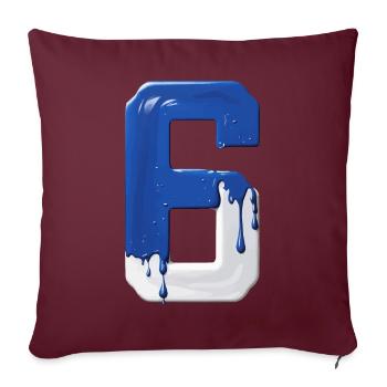 NR. 6 NUMMER 6 BLAU WEIß 6. GEBURTSTAG - Sofakissenbezug 45 x 45 cm - Burgunderrot - Vorne