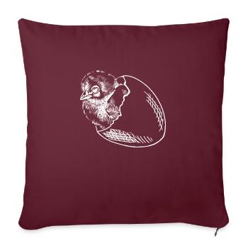 Les poussins couvent des œufs - Housse de coussin décorative 45 x 45 cm - bordeaux - Devant