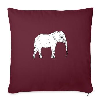 Dessin au trait fin éléphant sur blanc - Housse de coussin décorative 45 x 45 cm - bordeaux - Devant