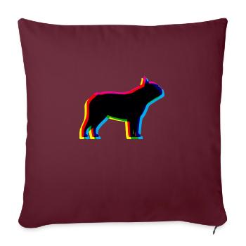 CMYK Französische Bulldogge - Sofakissenbezug 45 x 45 cm - Burgunderrot - Vorne