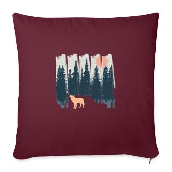 Wolf Natur Wälder Berge Mond Wildnis Geschenk - Sofakissenbezug 45 x 45 cm - Burgunderrot - Vorne