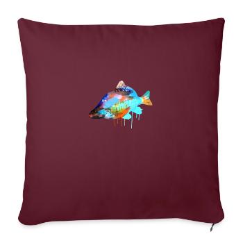 carpe, coloré, graffiti, peinture, poisson - Housse de coussin décorative 45 x 45 cm - bordeaux - Devant