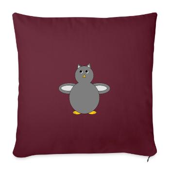 Mignon Hibou gris - Idée cadeau - Housse de coussin décorative 45 x 45 cm - bordeaux - Devant