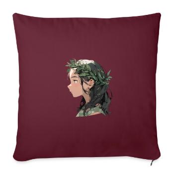 Portrait d’une jeune femme dans le style cartoon - Housse de coussin décorative 45 x 45 cm - bordeaux - Devant
