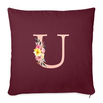 U Monogram Floral - Sofa pillowcase 17,3'' x 17,3'' (45 x 45 cm) - burgundy - Front