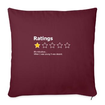 Audimat. Quand j’étais jeune, 3 ans était décent - Housse de coussin décorative 45 x 45 cm - bordeaux - Devant