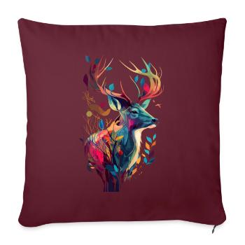 Jagd auf Hirsche bunt - Sofakissenbezug 45 x 45 cm - Burgunderrot - Vorne