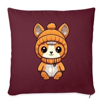 Écureuil Hiver Bande Dessinée Mignon - Housse de coussin décorative 45 x 45 cm - bordeaux - Devant