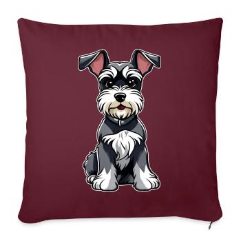Mignon petit chien schnauzer - Housse de coussin décorative 45 x 45 cm - bordeaux - Devant