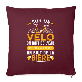 Cycliste vélo Humour passion velo - Housse de coussin décorative 45 x 45 cm - bordeaux - Devant