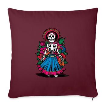 La Catrina Squelette Halloween - Housse de coussin décorative 45 x 45 cm - bordeaux - Devant