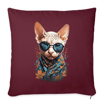 Cooler Sphinx Katze Katzenmama Katzen Design - Sofakissenbezug 45 x 45 cm - Burgunderrot - Vorne