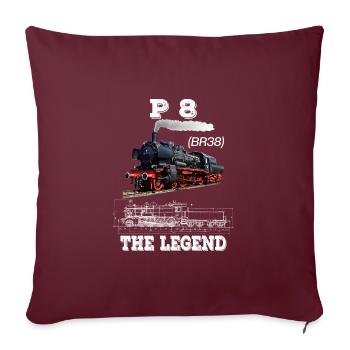 Steam locomotive steam locomotive P8 the legend - Sofa pillowcase 17,3'' x 17,3'' (45 x 45 cm) - burgundy - Front