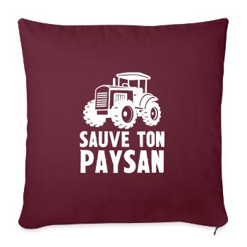 sauve ton paysan - Housse de coussin décorative 45 x 45 cm - bordeaux - Devant