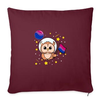 Hibou Dans l’espace Bisexual Pride - Housse de coussin décorative 45 x 45 cm - bordeaux - Devant
