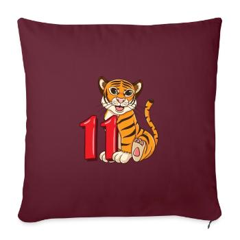 11 anniversaire Zoo Tiger 11 ans - Housse de coussin décorative 45 x 45 cm - bordeaux - Devant