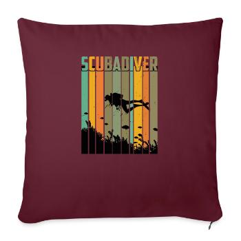 Plongée rétro plongeur plongeur marine plongée plongée - Housse de coussin décorative 45 x 45 cm - bordeaux - Devant