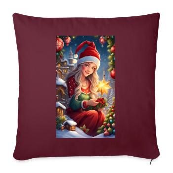 Joyeuses Fêtes de fin d’année - Housse de coussin décorative 45 x 45 cm - bordeaux - Devant