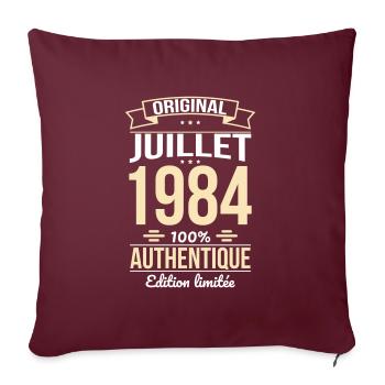 40-jähriges Jubiläum - Original - Juli 1984 - Sofakissenbezug 45 x 45 cm - Burgunderrot - Vorne