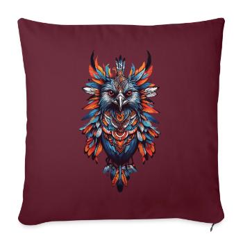 Conception spirituelle indienne de plumes de plume de corbeau - Housse de coussin décorative 45 x 45 cm - bordeaux - Devant