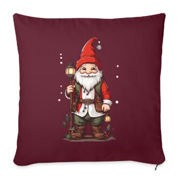 Noël nordique Gnome Noël festif - Housse de coussin décorative 45 x 45 cm - bordeaux - Devant
