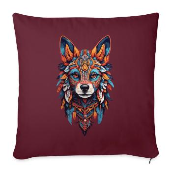 de chien chaman Bohème Design - Housse de coussin décorative 45 x 45 cm - bordeaux - Devant