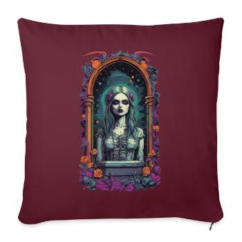 Mariée gothique esthétique occulte rétro Design - Housse de coussin décorative 45 x 45 cm - bordeaux - Devant