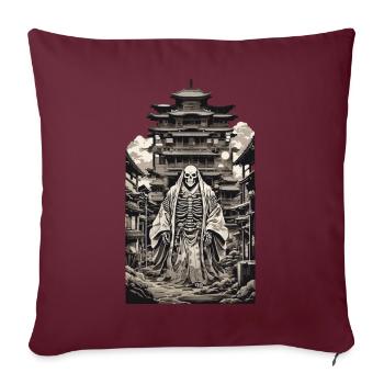 Yokai Monk Spirit Skeleton Ukiyo-E Manga Design - Housse de coussin décorative 45 x 45 cm - bordeaux - Devant