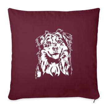 Berger australien Aussie Portrait chiens Wilsigns - Housse de coussin décorative 45 x 45 cm - bordeaux - Devant