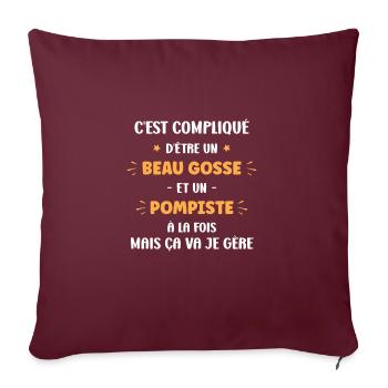 Compliqué beau gosse et pompiste - Housse de coussin décorative 45 x 45 cm - bordeaux - Devant