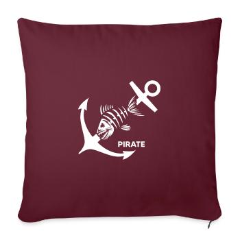 Capitaine ahoy pirate « ancre levée » maître d’équipage - Housse de coussin décorative 45 x 45 cm - bordeaux - Devant