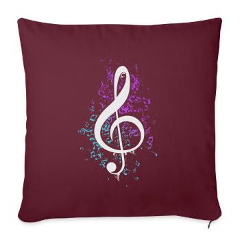 Clé de violon colorée Musiques musicales - Housse de coussin décorative 45 x 45 cm - bordeaux - Devant