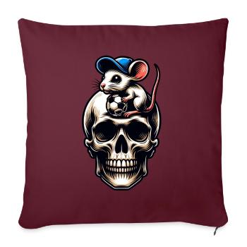 Souris crâne et ballon de football Motif de football drôle - Housse de coussin décorative 45 x 45 cm - bordeaux - Devant