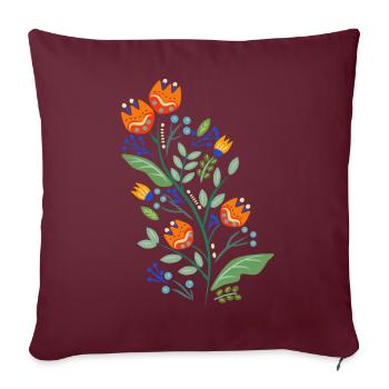 Fleurs en orange - Housse de coussin décorative 45 x 45 cm - bordeaux - Devant