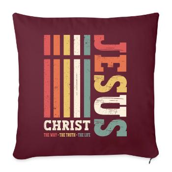 Jésus-Christ Chemise Verset de la Bible Je suis le chemin - Housse de coussin décorative 45 x 45 cm - bordeaux - Devant
