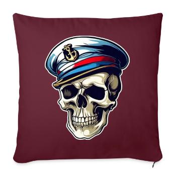 Crâne souriant avec casquette de capitaine - Housse de coussin décorative 45 x 45 cm - bordeaux - Devant