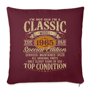 Cadeau d’anniversaire classique vintage 1965 - Housse de coussin décorative 45 x 45 cm - bordeaux - Devant