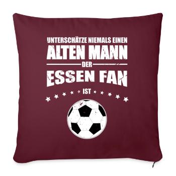Vieil homme – Supporter de football d'Essen | Rétro vintage - Housse de coussin décorative 45 x 45 cm - bordeaux - Devant