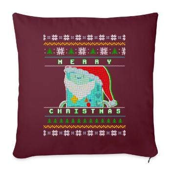 Merry Christmas Pixel Santa "Ugly Xmas Sweater" - Sofakissenbezug 45 x 45 cm - Burgunderrot - Vorne