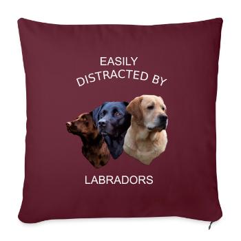 FACILEMENT DISTRAIT PAR LES LABRADORS, LABRADOR RETRIEVER - Housse de coussin décorative 45 x 45 cm - bordeaux - Devant