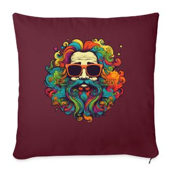 Coloré 70s Flower Power Hippie Design - Housse de coussin décorative 45 x 45 cm - bordeaux - Devant