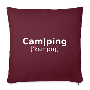 Camping - Lettrage avec transcription phonétique - blanc - Housse de coussin décorative 45 x 45 cm - bordeaux - Devant