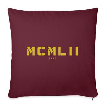 Chiffre romain année de naissance Fabriqué en 1952 - Housse de coussin décorative 45 x 45 cm - bordeaux - Devant