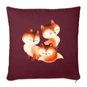 Renard renards foxy forêt des animaux mignon - Housse de coussin décorative 45 x 45 cm - bordeaux - Devant