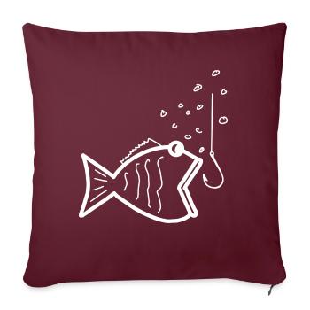 Pêche pêche pêche - Housse de coussin décorative 45 x 45 cm - bordeaux - Devant