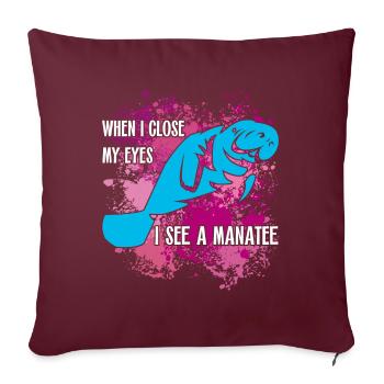 Je rêve de lamantin et de dugong - Housse de coussin décorative 45 x 45 cm - bordeaux - Devant