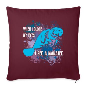 Je rêve de lamantin et de dugong - Housse de coussin décorative 45 x 45 cm - bordeaux - Devant